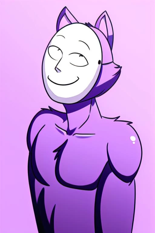 <lora:keda-ono loss=070:1> solo, anthro, male, (kedamono), noh mask, wolf, purple fur, (soft shading, digital painting), portrait, headshot