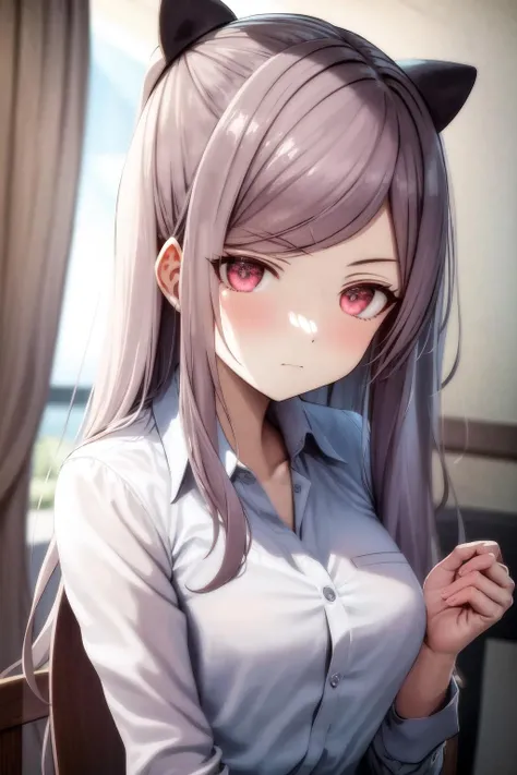 masterpiece, best quality, highres, 1girl hair ornament <lora:alexia_midgar_no_outfit:1> white shirt