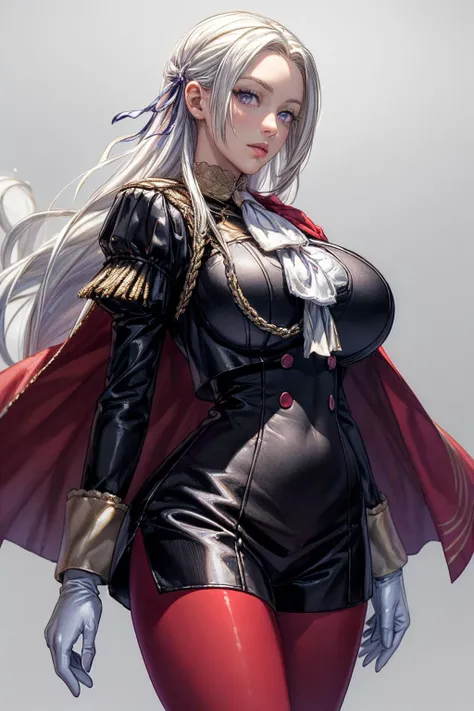 red eyes, (highest quality, masterpiece painting:1.3), mature woman, 30 years old, (half body shot), masterpiece, ultra high resolution, (Photoreal:1.0), silver hair,straight hair, beautiful shining hair, white and shining skin, ((Ultra realistic details)), octane rendering, highly detailed face, (big breasts:0.8), BDSM, (((leather corset dress:1.4))), (((The corset is decorated with beautiful embroidery))), (((corset dress with shoulder straps))), (((tight leather miniskirt:1.4))), first round, (((Thigh Boots))), high heel boots, (((leather bra))), (((leather panties))), sharp focus, intricate details, professional artwork, (bright colors:1.1), bright colors, diffused lighting, digital blending, ultra-definition body, ultra detail hair, super detailed face, that'It's trending on pixiv, top button open, Cute gaze, compensate, perfect lips, perfect compensate, Ultra-precision coating, (light_smile:0.8), (Very embarrassed:1.2), blush your nose,