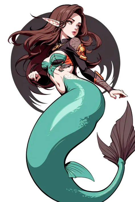 <lora:Mermaid:0.7> woman, from the side, long brunette hair, straight haircut, scales, mermaid, pool, elven locket <lora:hyperdetailer_v095:0.3>, Indie game art, Vector Art, Borderlands style, Arcane style, Cartoon style, Line art, Disctinct features, Hand drawn, Technical illustration, Graphic design, Vector graphics, High contrast, Precision artwork, Linear compositions, Scalable artwork, Digital art, cinematic sensual, Sharp focus, humorous illustration, big depth of field, Masterpiece, trending on artstation, Vivid colors, trending on ArtStation, trending on CGSociety, Intricate, Low Detail, dramatic