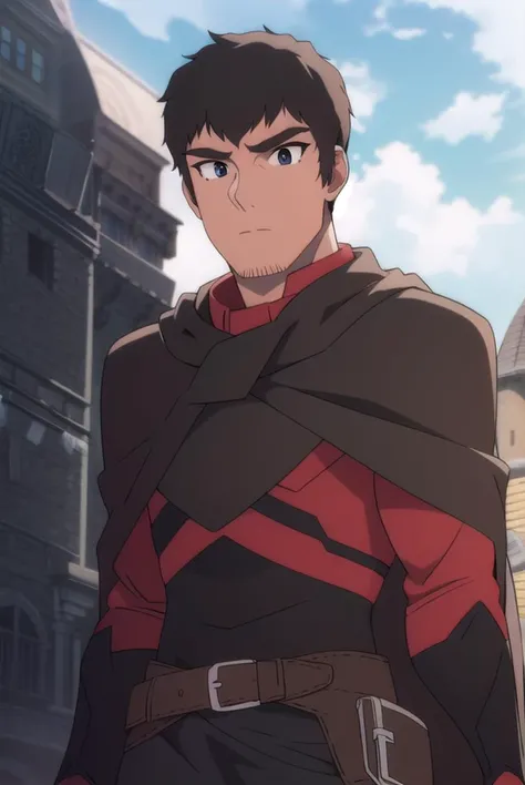 davion, <lyco:davion-LYCORIStest:1>,
davion, short hair, black hair, 1boy, facial hair, thick eyebrows, muscular male, bara, sideburns, mature male, stubble, muscular, (black eyes:1.5),
BREAK belt, cape, armor, bodysuit, black cape,
BREAK outdoors,
BREAK looking at viewer,
BREAK <lora:GoodHands-vanilla:1>, (masterpiece:1.2), best quality, high resolution, unity 8k wallpaper, (illustration:0.8), (beautiful detailed eyes:1.6), extremely detailed face, perfect lighting, extremely detailed CG, (perfect hands, perfect anatomy),