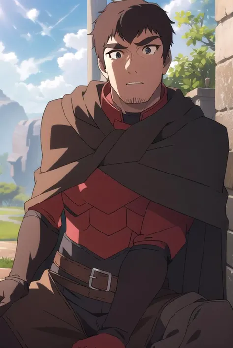 davion, <lyco:davion-LYCORIStest:1>,
davion, short hair, black hair, 1boy, facial hair, thick eyebrows, muscular male, bara, sideburns, mature male, stubble, muscular, (black eyes:1.5),
BREAK belt, cape, armor, bodysuit, black cape,
BREAK outdoors,
BREAK looking at viewer,
BREAK <lora:GoodHands-vanilla:1>, (masterpiece:1.2), best quality, high resolution, unity 8k wallpaper, (illustration:0.8), (beautiful detailed eyes:1.6), extremely detailed face, perfect lighting, extremely detailed CG, (perfect hands, perfect anatomy),