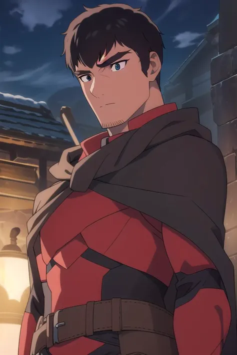 davion, <lyco:davion-LYCORIStest:1>,
davion, short hair, black hair, 1boy, facial hair, thick eyebrows, muscular male, bara, sideburns, mature male, stubble, muscular, (black eyes:1.5),
BREAK belt, cape, armor, bodysuit, black cape,
BREAK outdoors,
BREAK looking at viewer,
BREAK <lora:GoodHands-vanilla:1>, (masterpiece:1.2), best quality, high resolution, unity 8k wallpaper, (illustration:0.8), (beautiful detailed eyes:1.6), extremely detailed face, perfect lighting, extremely detailed CG, (perfect hands, perfect anatomy),