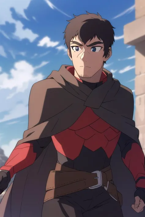 davion, <lyco:davion-LYCORIStest:1>,
davion, short hair, black hair, 1boy, facial hair, thick eyebrows, muscular male, bara, sideburns, mature male, stubble, muscular, (black eyes:1.5),
BREAK belt, cape, armor, bodysuit, black cape,
BREAK outdoors,
BREAK looking at viewer,
BREAK <lora:GoodHands-vanilla:1>, (masterpiece:1.2), best quality, high resolution, unity 8k wallpaper, (illustration:0.8), (beautiful detailed eyes:1.6), extremely detailed face, perfect lighting, extremely detailed CG, (perfect hands, perfect anatomy),