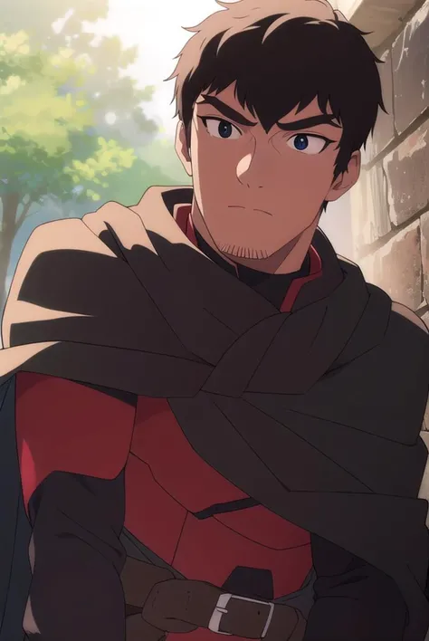 davion, <lyco:davion-LYCORIStest:1>,
davion, short hair, black hair, 1boy, facial hair, thick eyebrows, muscular male, bara, sideburns, mature male, stubble, muscular, (black eyes:1.5),
BREAK belt, cape, armor, bodysuit, black cape,
BREAK outdoors,
BREAK looking at viewer,
BREAK <lora:GoodHands-vanilla:1>, (masterpiece:1.2), best quality, high resolution, unity 8k wallpaper, (illustration:0.8), (beautiful detailed eyes:1.6), extremely detailed face, perfect lighting, extremely detailed CG, (perfect hands, perfect anatomy),