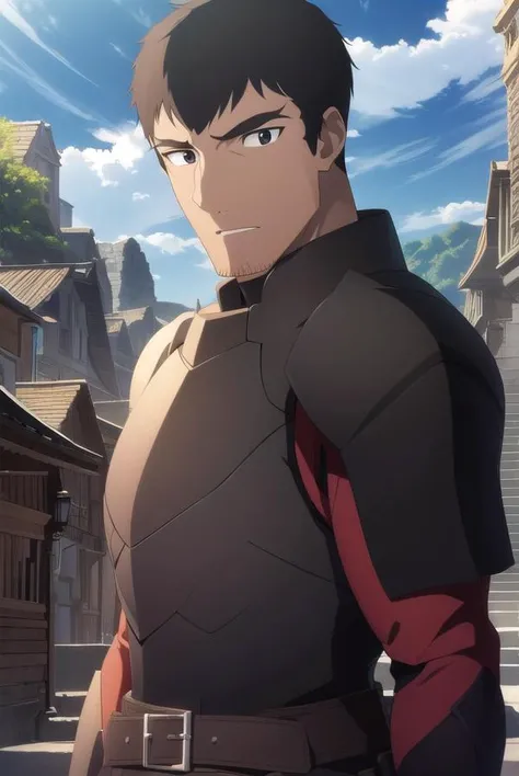 davion, <lyco:davionv2-lyco-nochekaiser:1>, 
davion, short hair, black hair, dark skin, (black eyes:1.5), dark-skinned male, facial hair, thick eyebrows, stubble, sideburns,
BREAK gloves, black gloves, belt, armor, red armor,
BREAK looking at viewer,
BREAK outdoors,
BREAK <lyco:GoodHands-beta2:1>, (masterpiece:1.2), best quality, high resolution, unity 8k wallpaper, (illustration:0.8), (beautiful detailed eyes:1.6), extremely detailed face, perfect lighting, extremely detailed CG, (perfect hands, perfect anatomy),