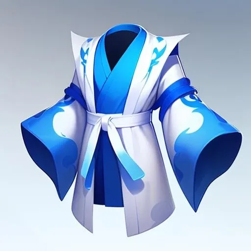 zhongguofeng, game icon institute, game icon, a paper model of a blue and white robe with a blue ribbon around it's neck and a white and blue ribbon around its neck, gradient<lora:game icon institute_chinesestyle_v2-000016:0.8>