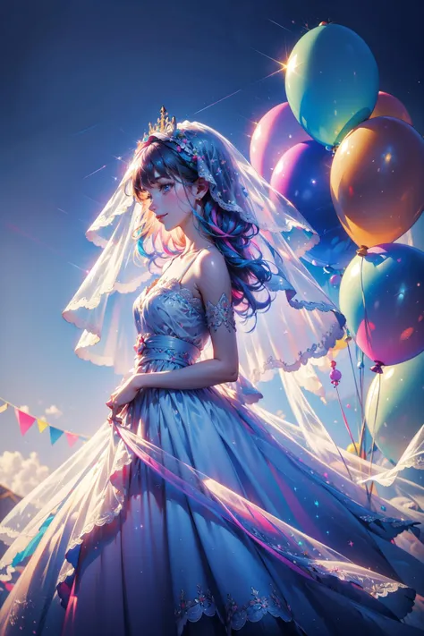 ((best quality, masterpiece, absurbres, super-resolution)), Pastel balloons, Chapel, COLORFULVEIL  <lora:ä¸å½©ç»«colorfulveil:0.6>