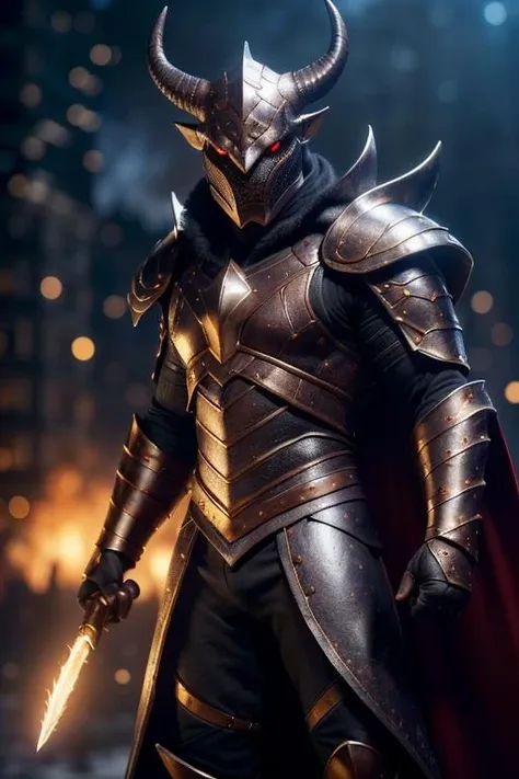 black dragonborn, solo, red eyes, male, upper body, male focus, horns, cape, armor, glowing, glowing eyes , volumetrics dtx, (film grain, blurry background, blurry foreground, bokeh, depth of field, motion blur, realistic:1.3) , ((masterpiece, best quality)), art by greg rutkowski, OverallDetail