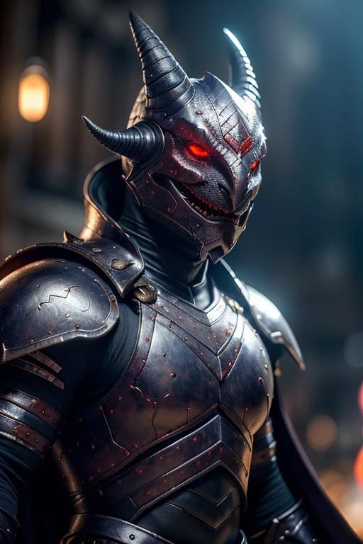 black dragonborn, solo, red eyes, male, upper body, male focus, horns, cape, armor, glowing, glowing eyes , volumetrics dtx, (film grain, blurry background, blurry foreground, bokeh, depth of field, motion blur, realistic:1.3) , ((masterpiece, best quality)), art by greg rutkowski, OverallDetail
