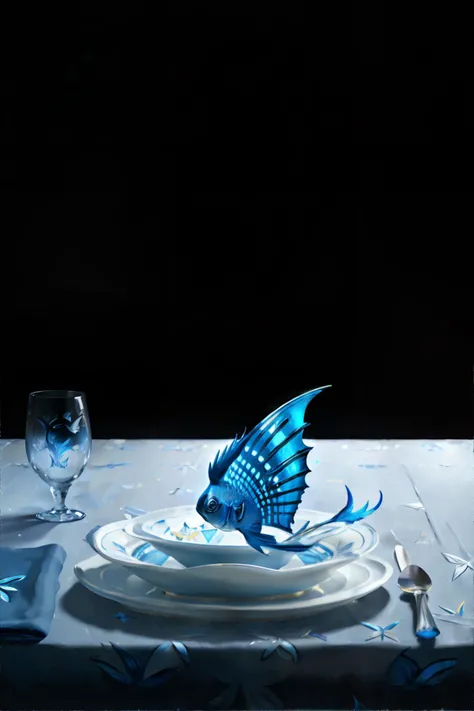 <lora:surrealplate:0.6> plate with a Angelfish on it, masterpiece, 8k, high resolution, shallow depth of field, sharp focus