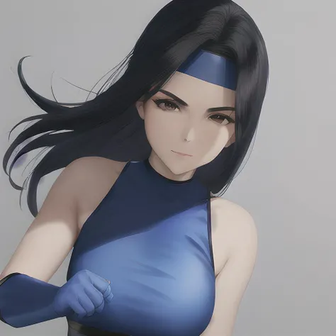 <lora:Kitana_MKII-10:.8>kitana, blue leotard, blue headband, black hair, blue gloves, solo, dynamic angle, (best quality), (masterpiece:1.1),