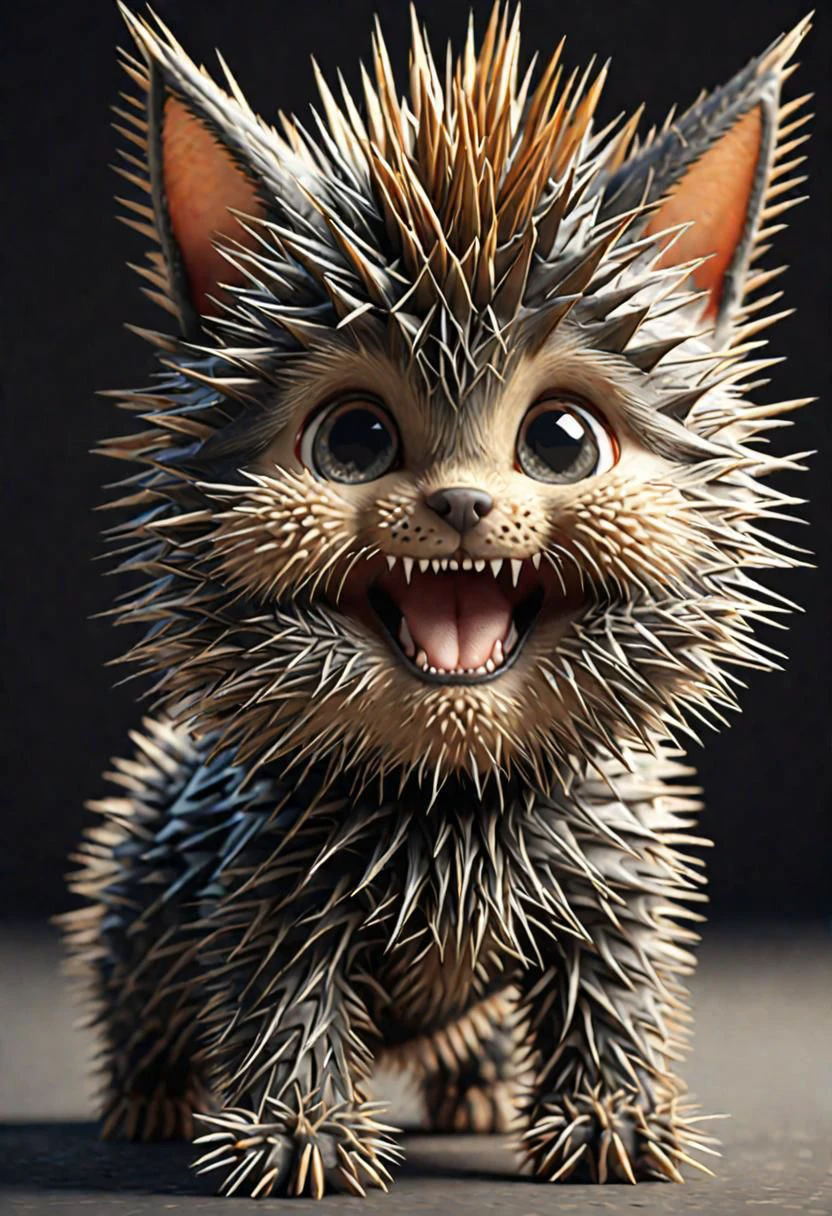 a cute spiky cat, high detailed, 8K resolution