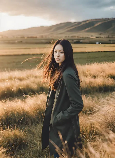 darkfeeling, 1girl, solo, long hair, black hair, long sleeves, standing, outdoors, blurry, coat, floating hair, grass, wind, black coat, hands in pockets, field,
<lora:darkfeeling_v2:0.5>