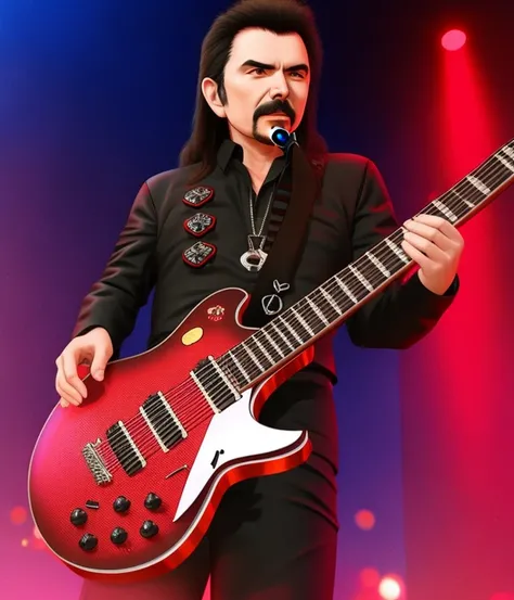 tony iommi kuromi from sanrio hybrid, ((3d render)), intricately rendered