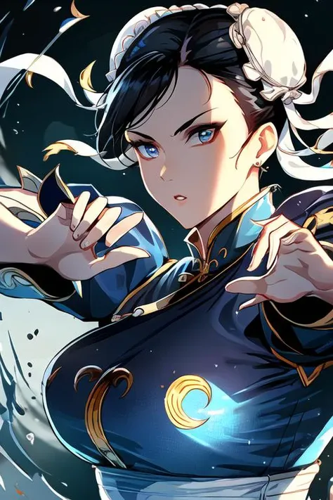 best quality, perfect skin, beautiful detailed eyes,detailed face,dynamic lighting, <lora:ChunLi_v1:0.8> chunli, <lora:xuer martial arts_20240101024105:0.5> xuer martial arts
