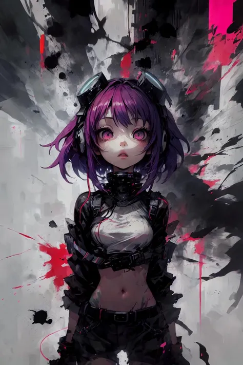 (best quality, ultra detailed), inkpunk, 1girl, dskinkpunk, <lora:Duskfall_InkPunk:1>, vivid,