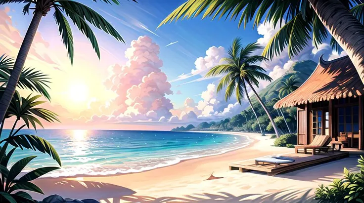 beach, sea, coconut tree, villa, sun, sunny day, <lora:add_detail:1>,, (masterpiece), (best quality),