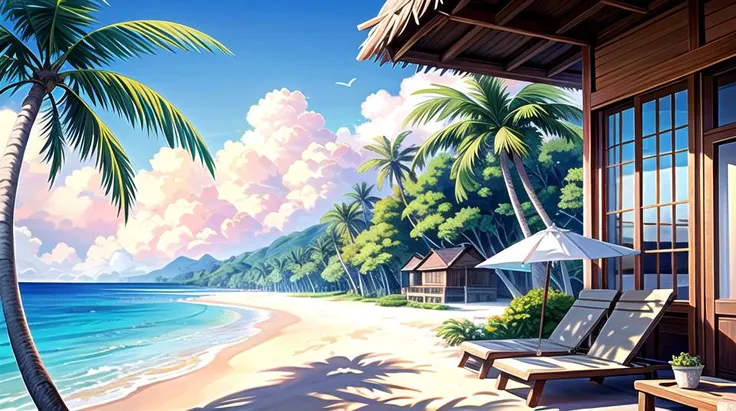 beach, sea, coconut tree, villa, sun, sunny day, <lora:add_detail:1>,, (masterpiece), (best quality),