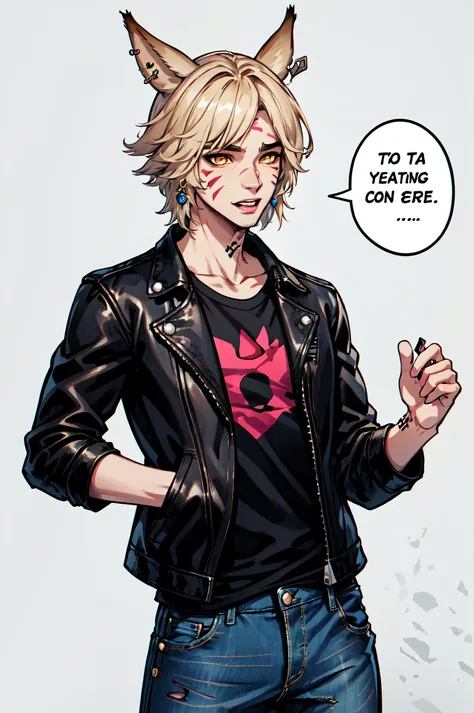 1boy, male focus, solo, Simple-Miqote BadBoyVibes-GenderFree SpeechBubble-Test