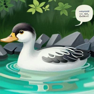 duck is swimming ,SpeechBubble-Test