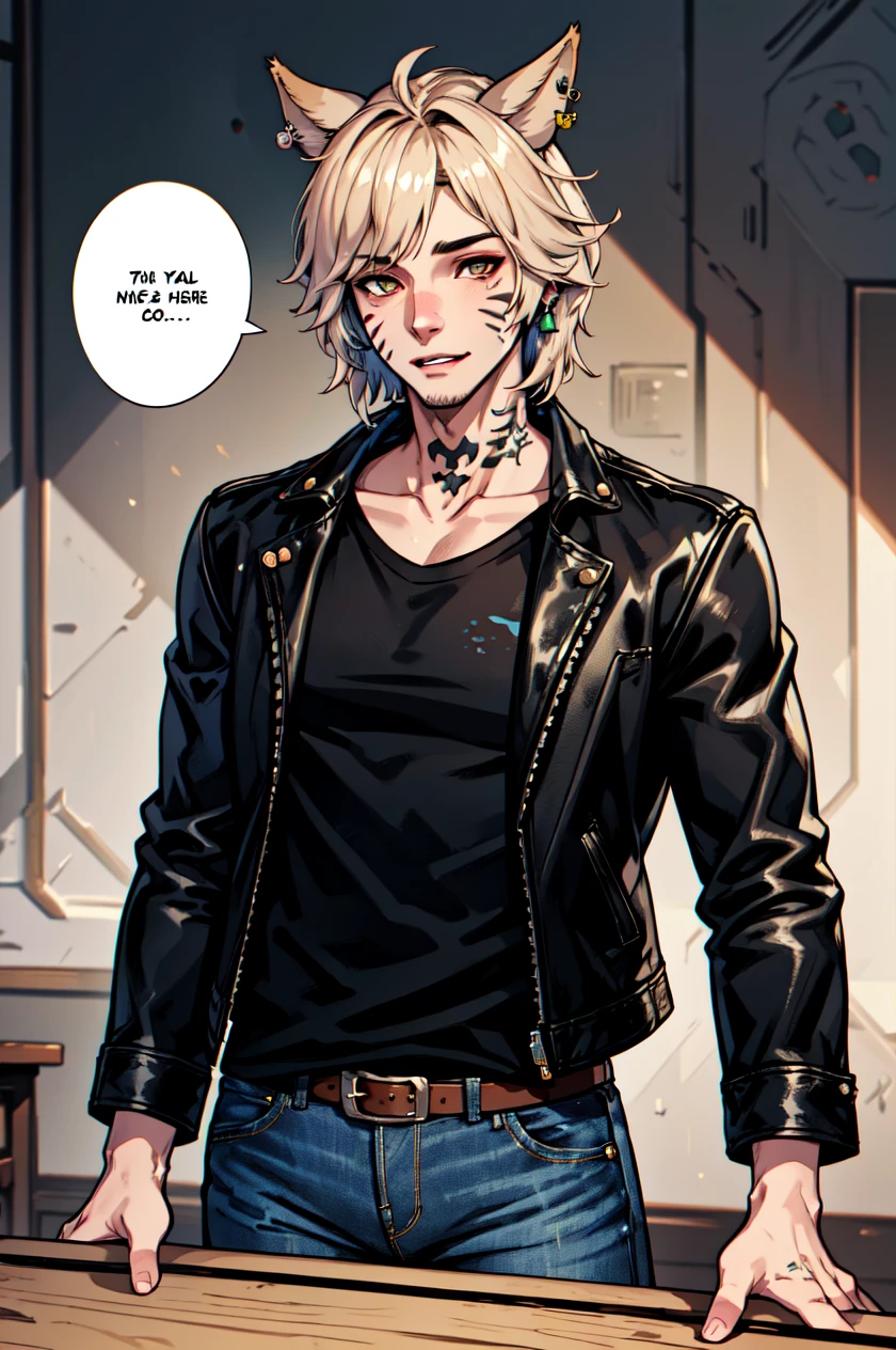 1boy, male focus, solo, Simple-Miqote BadBoyVibes-GenderFree SpeechBubble-Test