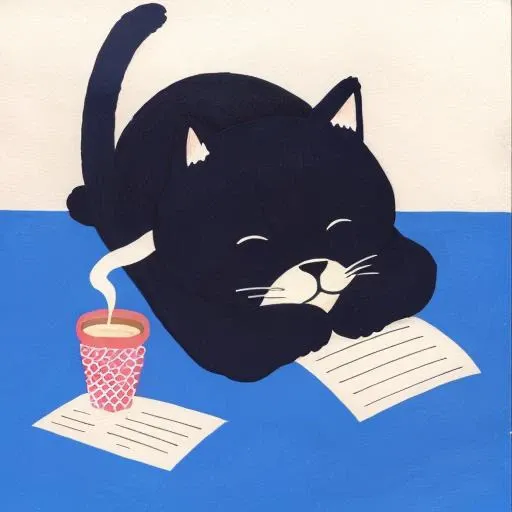 masterpiece, best quality,
paint,illustration,
style3,solo,simple background,
a paper cut out of a cat laying on a blue mat on a table with a cup of coffee,
 <lora:Inset-V1.2:0.6>,  <lora:Inset-V1.1:0.6>
