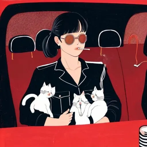 masterpiece, best quality,
painting \(medium\), illustrious,
style1,solo,simple background,
Two cute kittens, smoking cigarettes, driving a police car,
<lora:Inset-V1.1:1>