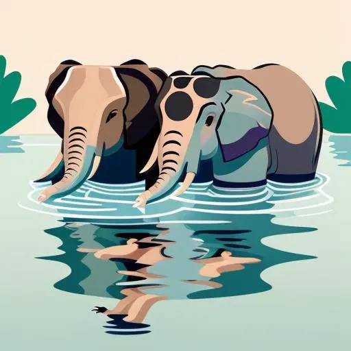 masterpiece, best quality,
style1,flat color,solo,simple background,
Two elephants are enjoying a refreshing bath in the cool river water. They playfully splash water at each other, delighting in their carefree moment.
<lora:Inset-V1.0:1>