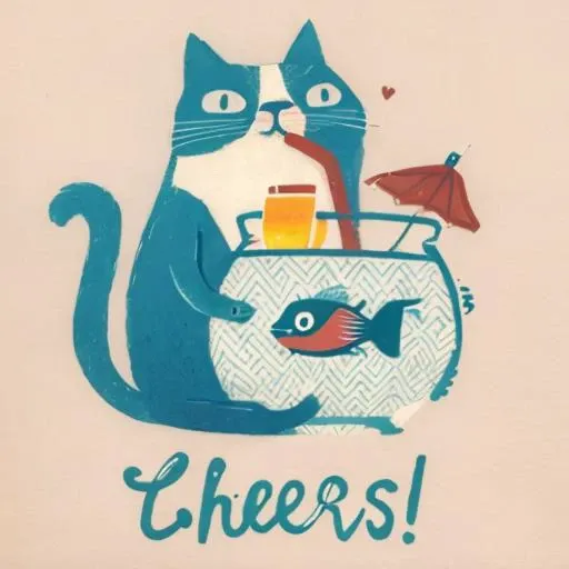masterpiece, best quality,
style2,simple background,
a cat sitting on top of a fish bowl with a umbrella in it's mouth and cheers written on the bottom,
<lora:Inset-V1.1:1>,