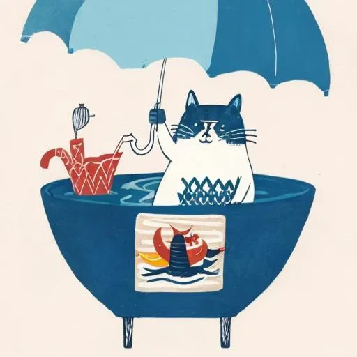masterpiece, best quality,
style2,simple background,
a cat sitting on top of a fish bowl with a umbrella in it's mouth and cheers written on the bottom,
<lora:Inset-V1.1:1>,