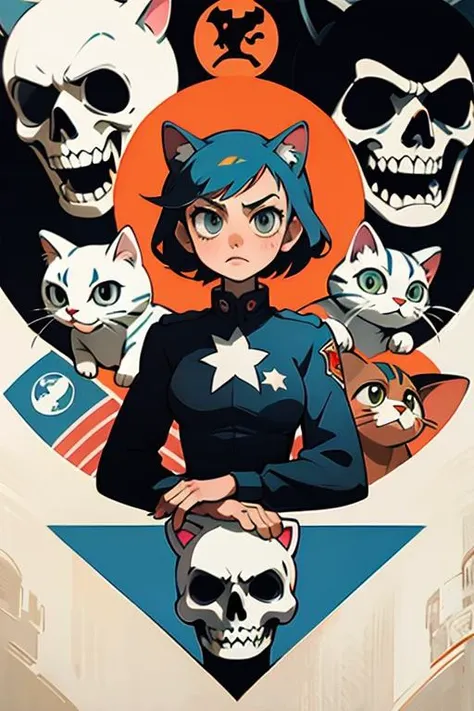 catbsolutism meowlitirastic style, 1girl, solo, by Frank Shepard Fairey, papers please, uniform, flag, inspiring, epic, professional poster art, animal ears, ideological, best quality, masterpiece <lora:photo_aesthetic_slider:0.5> <lora:add_detail:-0.5>