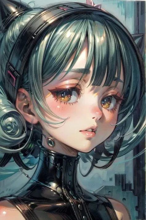 kawaiibubblekitten smilypunk style, a beautiful and elegant cyborg, by Mark Ryden, by Enki Bilal, best quality, masterpiece <lora:photo_aesthetic_slider:0.5> <lora:add_detail:1.0> <lora:Miho Hirano:0.5>