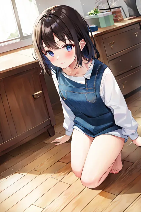 masterpiece, best quality, def1, bottomless, wood floor, indoors, <lora:Riding Dildo:1>