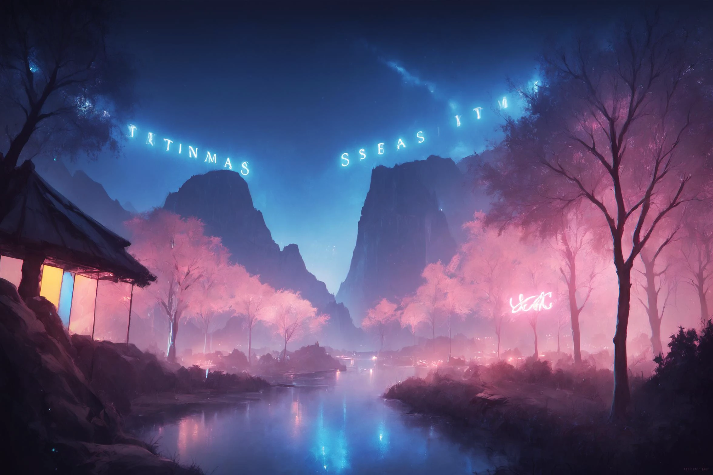 score_9, score_8_up, score_7_up, score_6_up, (no humans:1.2), blue lights effect, (Neon light), city landscape view, trees, mountains, soft light, cinematic light, HD, 8k, <lora:sakimi4:1>