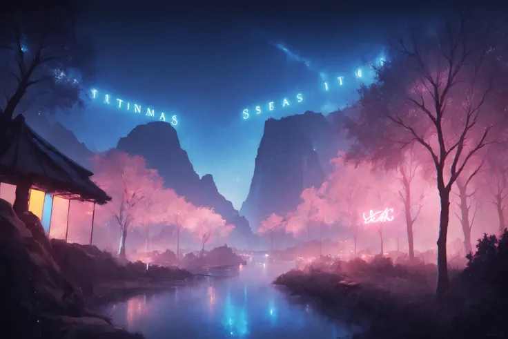 score_9, score_8_up, score_7_up, score_6_up, (no humans:1.2), blue lights effect, (Neon light), city landscape view, trees, mountains, soft light, cinematic light, HD, 8k, <lora:sakimi4:1>