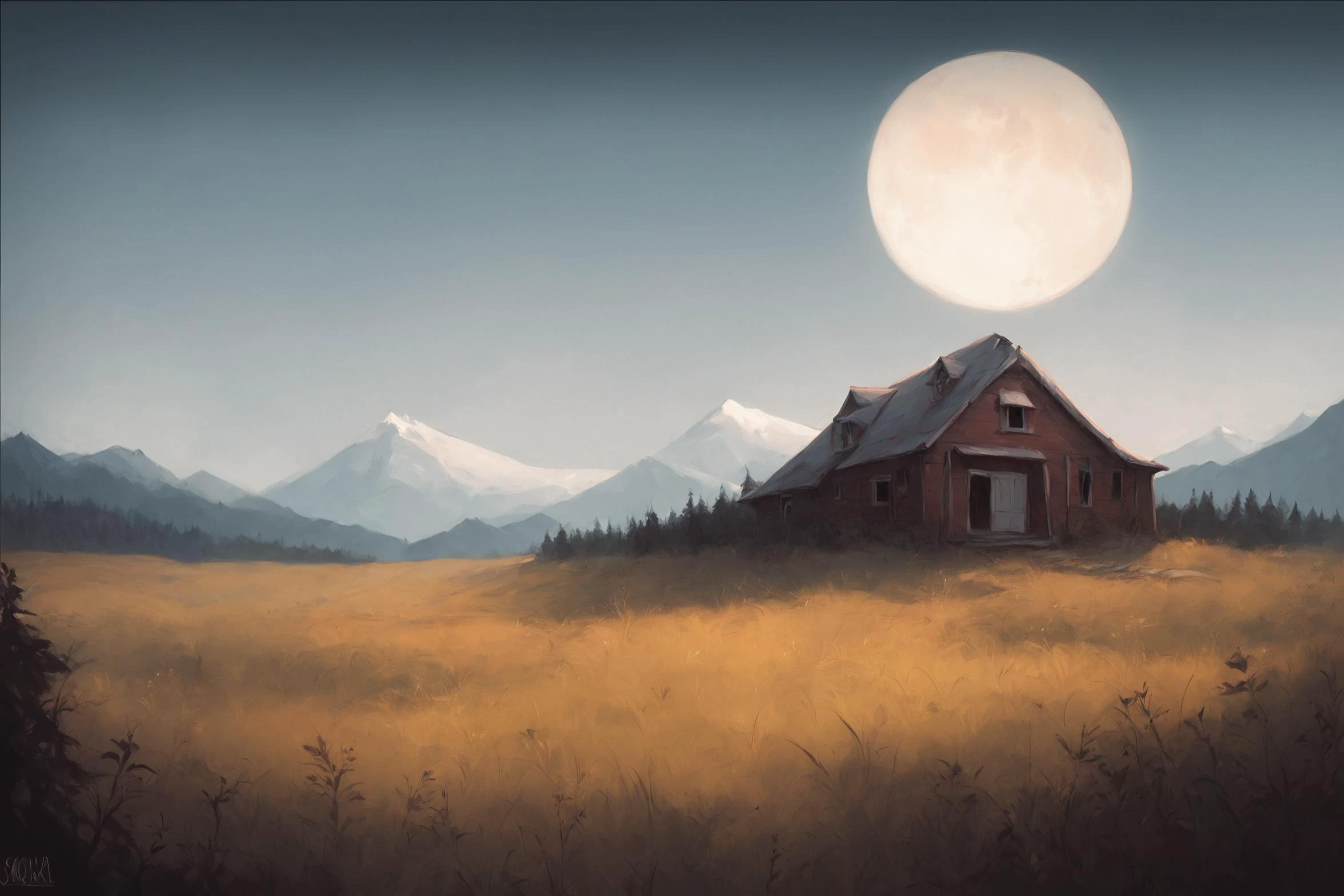 score_9, score_8_up, score_7_up, score_6_up, (no humans:1.2), (Horror style), fields, forest, moon, starts, night, landscape view, sacura trees, old house, mountains, soft light, cinematic light, HD, 8k, <lora:sakimi4:1>