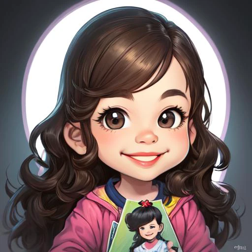 1toddler, solo, caricature, looking at viewer, portrait, long hair, light smile, <lora:caricature_V1:0.75>