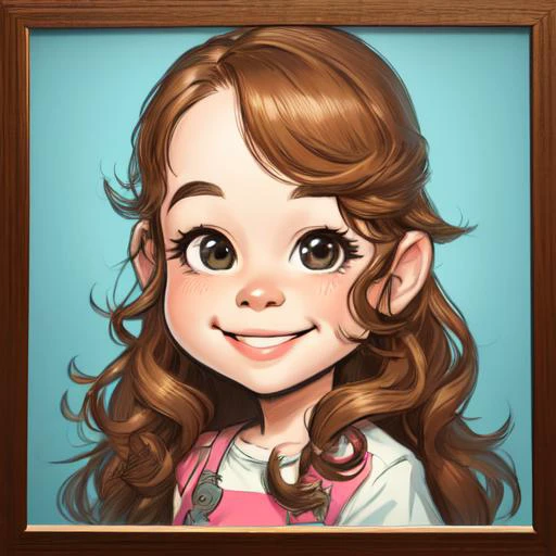 1toddler, solo, caricature, looking at viewer, portrait, long hair, light smile, <lora:caricature_V1:0.75>