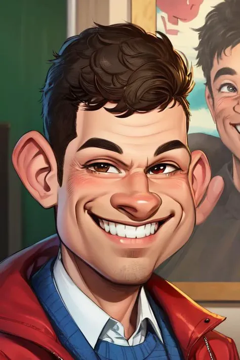1boy, caricature, looking at viewer, portrait, <lora:caricature_V1:0.6> smile,