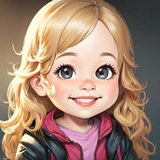 1toddler, solo, caricature, looking at viewer, portrait, long hair, light smile, <lora:caricature_V1:0.75>