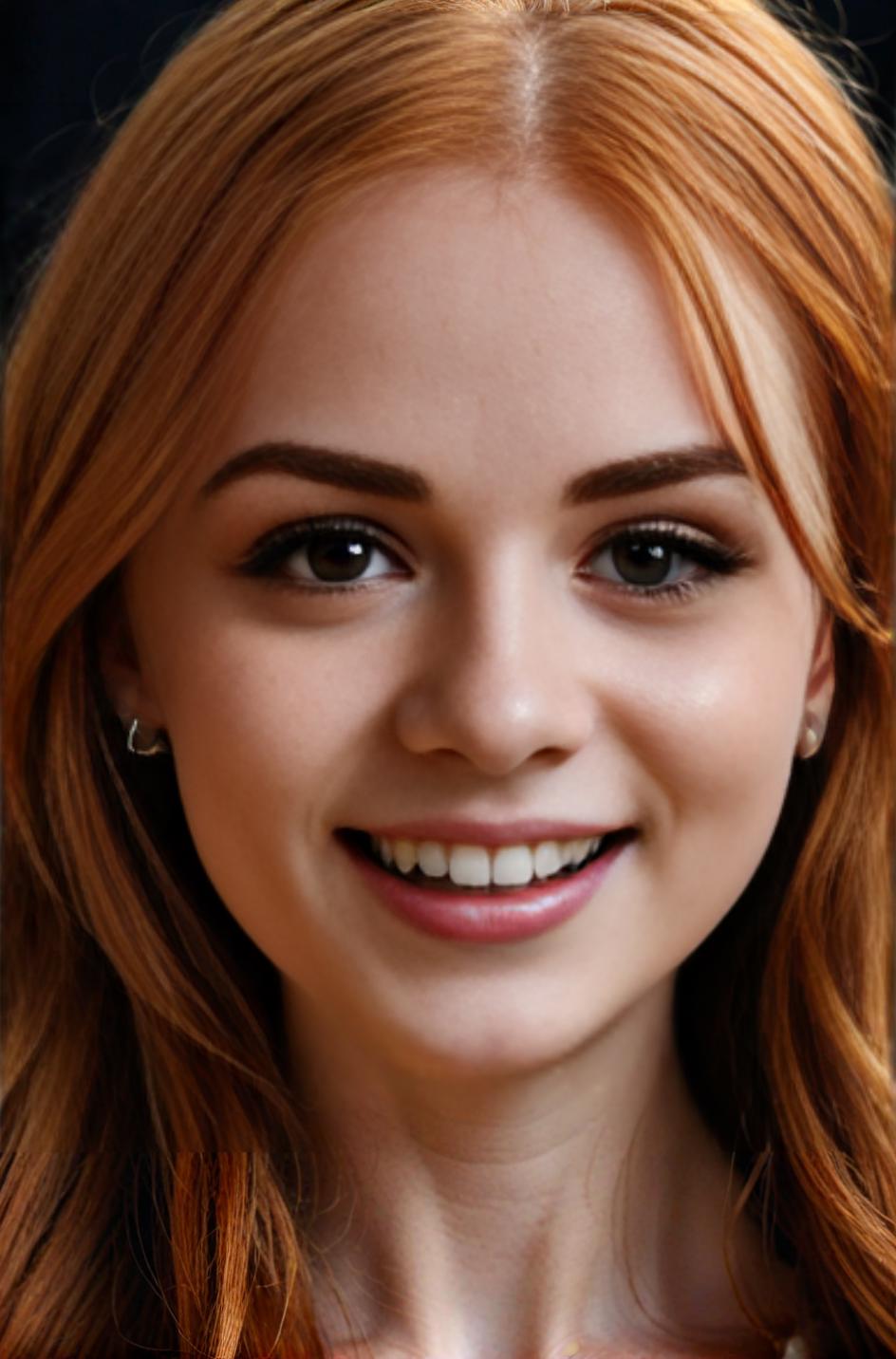 A close up of a woman with red hair and a necklace - SeaArt AI