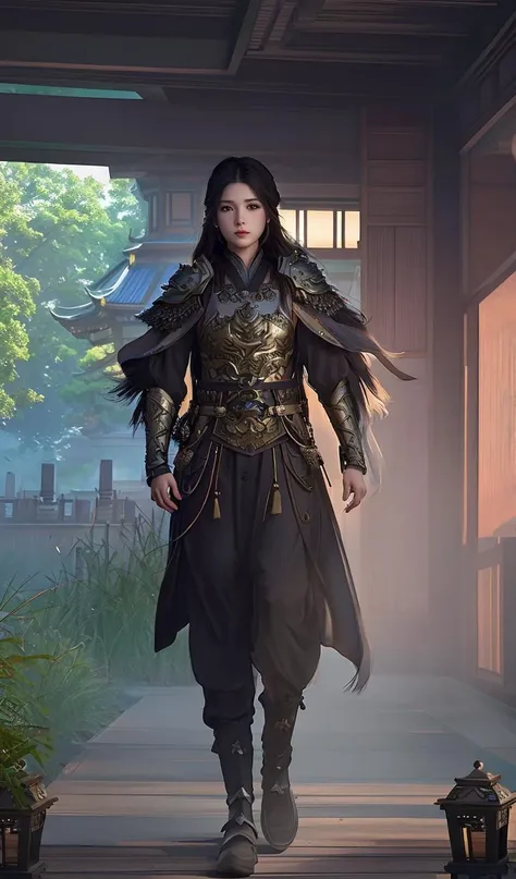 modelshoot style, (extremely detailed CG unity 8k wallpaper), full shot body photo of the most beautiful artwork in the world, , Atey Ghailan, Studio Ghibli, by Jeremy Mann, Greg Manchess, trending on ArtStation, trending on CGSociety, Intricate, High Detail, Sharp focus, dramatic, zskuijia,Chinese armor<lora:ZSkuijia-250:0.8>