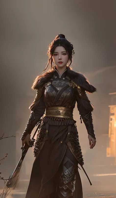 modelshoot style, (extremely detailed CG unity 8k wallpaper), full shot body photo of the most beautiful artwork in the world, , Atey Ghailan, Studio Ghibli, by Jeremy Mann, Greg Manchess, trending on ArtStation, trending on CGSociety, Intricate, High Detail, Sharp focus, dramatic, zskuijia,Chinese armor<lora:ZSkuijia-250:0.8>