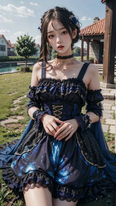 best quality, ultra high res, (photorealistic:1.4), masterpiece, highres, original, extremely detailed wallpaper,
lawn, sky,
1girl, solo, xyfd \(manaka nemu\), blue dress,
adjusting panties, <lora:è´é¢neg4all_bdsqlsz:0.8>,