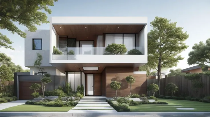 Modern Exterior design, detailed trees,<lora:Modern_Exterior-05:0.5>, <lora:add_detail:0.5>