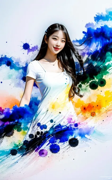 (RAW photo, best quality), (realistic, photo-realistic:1.4),
masterpiece, extremely delicate and beautiful,Amazing, finely detail, light smile, extremely detailed CG unity 8k wallpaper, huge filesize, ultra-detailed, highres, absurdres, soft light,rim light, vibrant details,
depth of field,dramatic angle,inkbrush,((POMO_BG)),hanfu,
80% full body,1girl,solo,dynamic pose,
white background, dress flip,
Floating dress ,
Speckled Ink Painting,
Ink dot,ink splashing,
Ink marks,
focus on the girl, looking at viewer, colorful,
<lora:pomo_v001:0.9>,<lora:koreandolllikenessV20_v20:0.8>