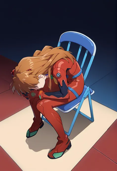 score_9, score_8_up, score_7_up, source_anime, solo, 1girl, souryuu asuka langley, neon genesis evangelion, shinjichair, sitting, head down, chair, long hair, red bodysuit <lora:concept_shinjichair_ponyXL:1>