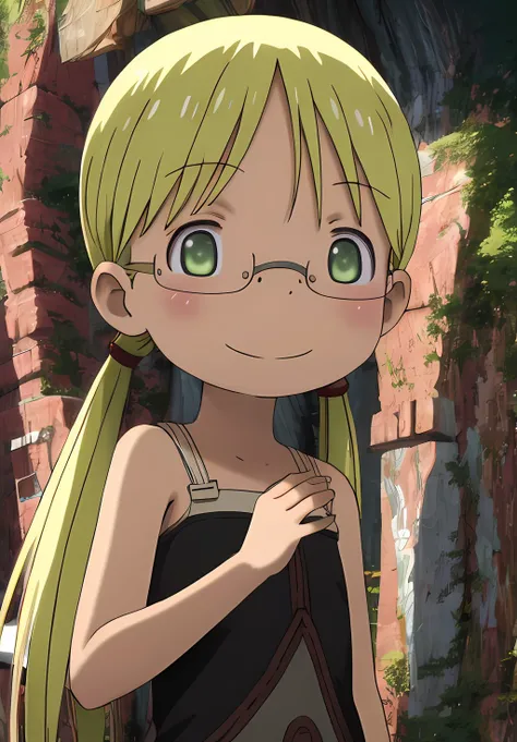 detailed eyes, BREAK straight to the shot, standing, 1 naked girl, two tails, cartoon style, manga style, drawn style, green eyes, thin square glasses A girl named riko standig in a .
She has blonde hair naked. smiling, red cheeks forest lying e