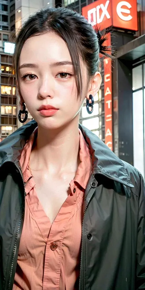 Tokyo street,night,rain,wet,cityscape,night,cyberpunk city,neon light,1girl,<lora:sd-No.171-000014:0.7>,close-up,upper body,, 8k, RAW photo, best quality, masterpiece,realistic, photo-realistic,